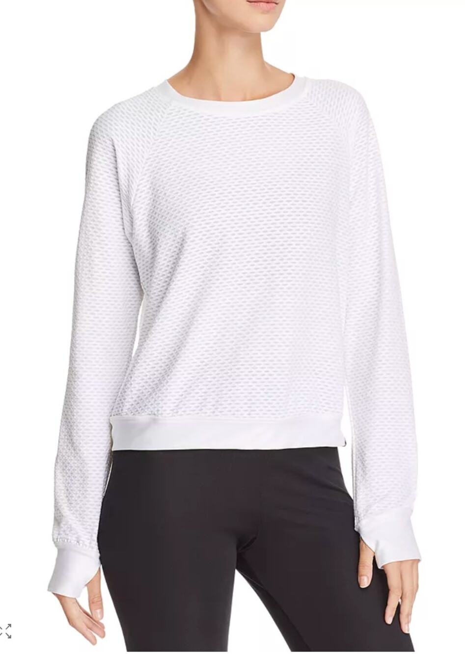 KORAL Sofia Mesh Long-Sleeve Pullover Top in White // XS